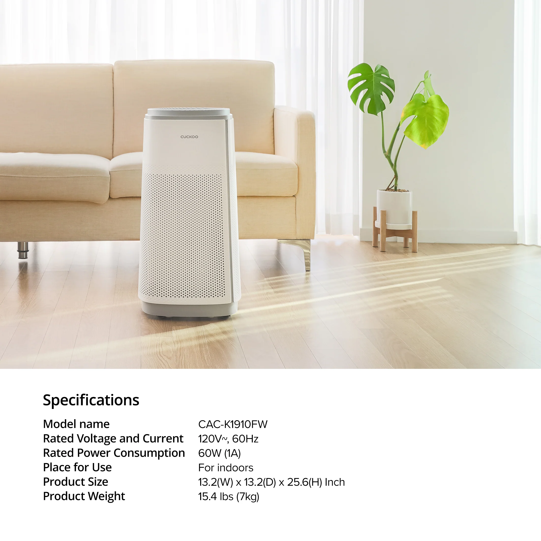 5-Stage Filtration H13 True HEPA Air Purifier (CAC-K1910FW) - Image 8