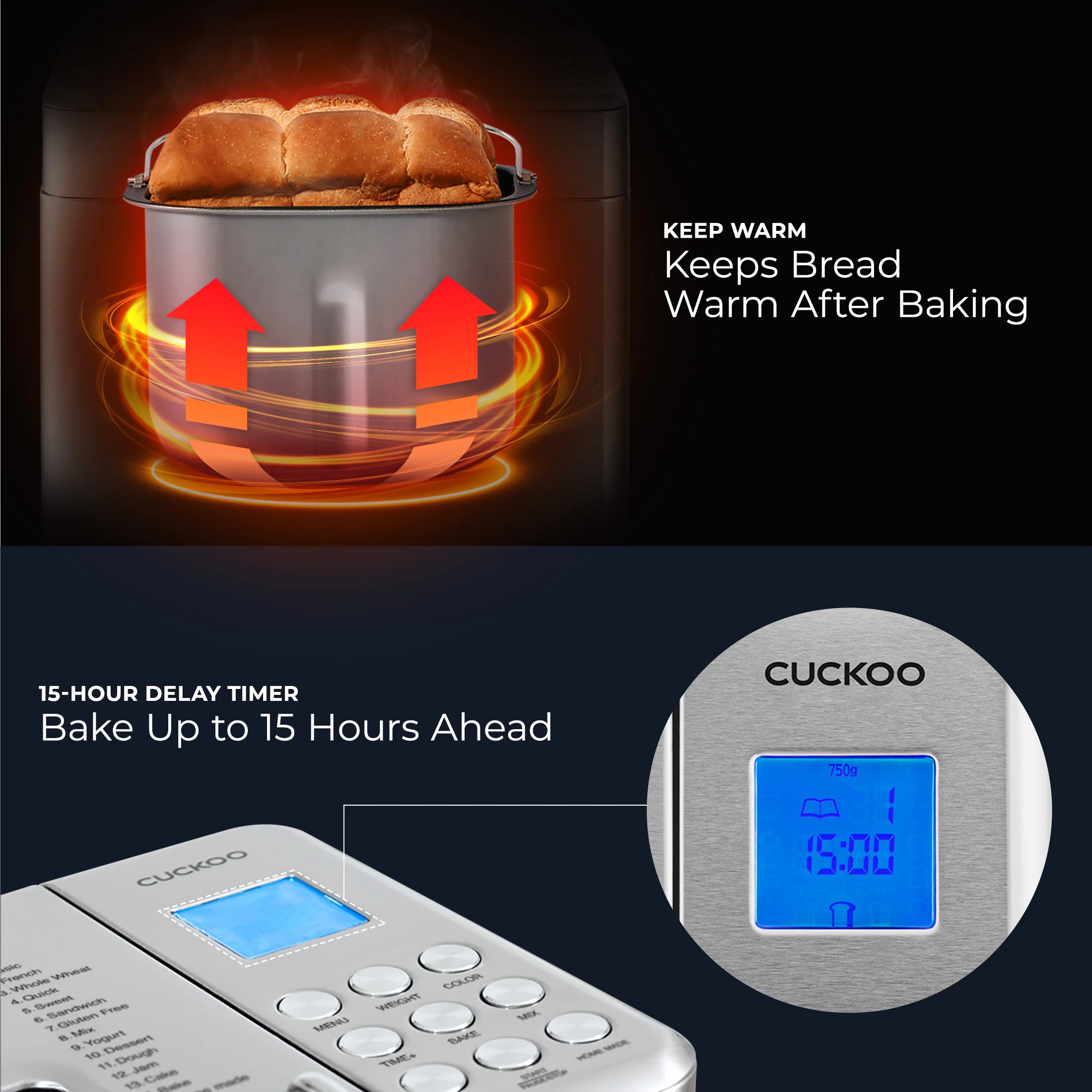 Bread Maker (CBM-AAB101S) Automatic with 17 Menu Options, 3 Crust Colors, and Up to 2lb Loaf Capacity - Image 6