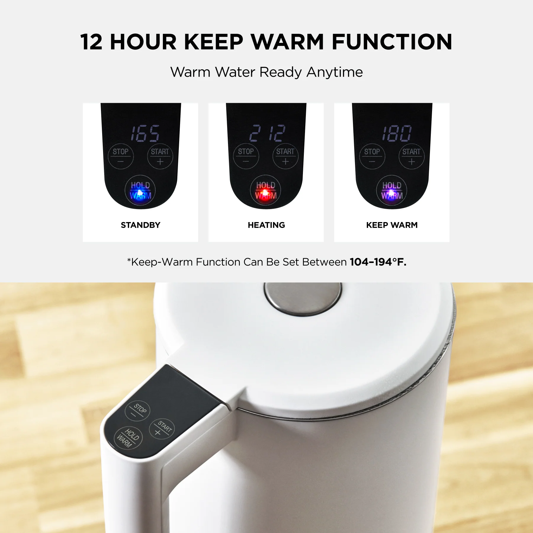 Electric Kettle 1.7L with Stainless Steel Interior, Cordless Design & Keep-Warm Function, Ideal for Tea, Coffee, Instant Meals & More (CK-C170TB/CK-C170TW) - Image 6