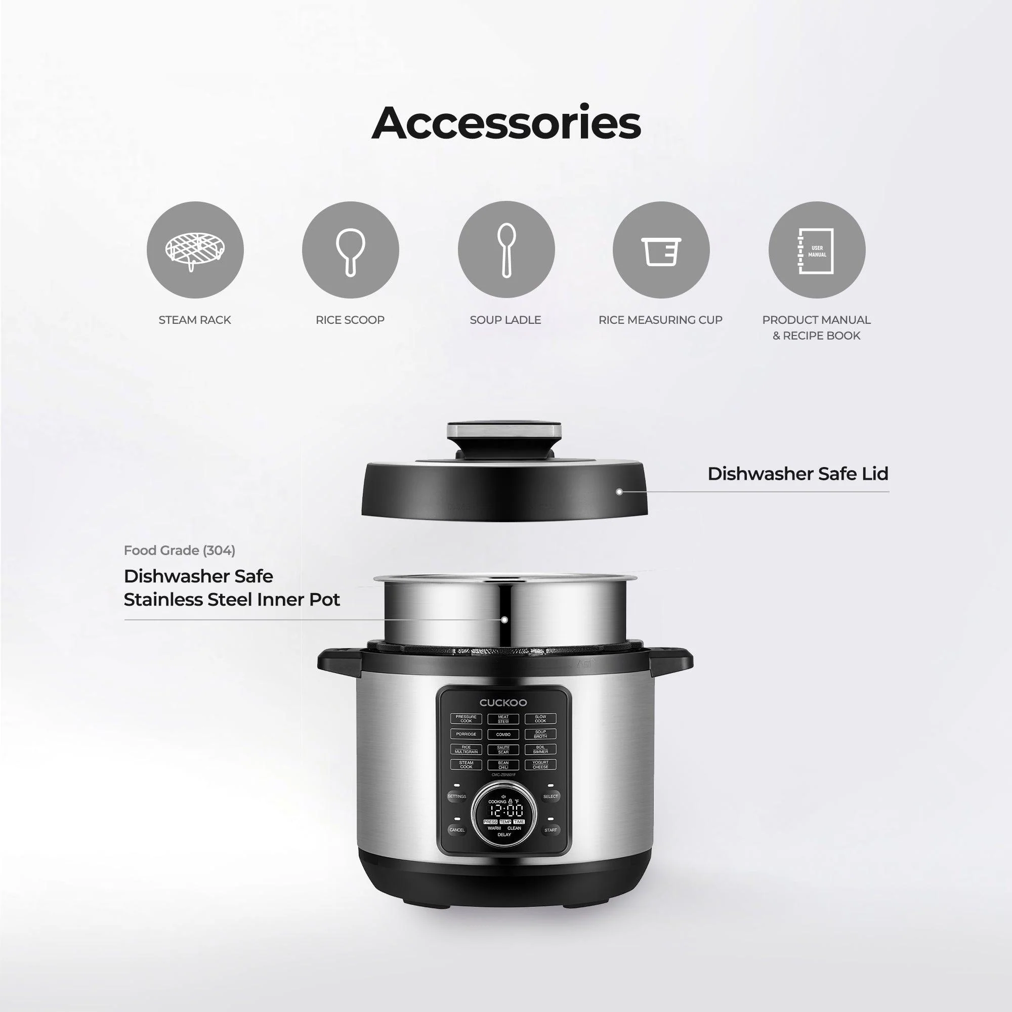 6-Quart 8-in-1 Pressure Cooker (CMC-ZSN601F) - Image 8