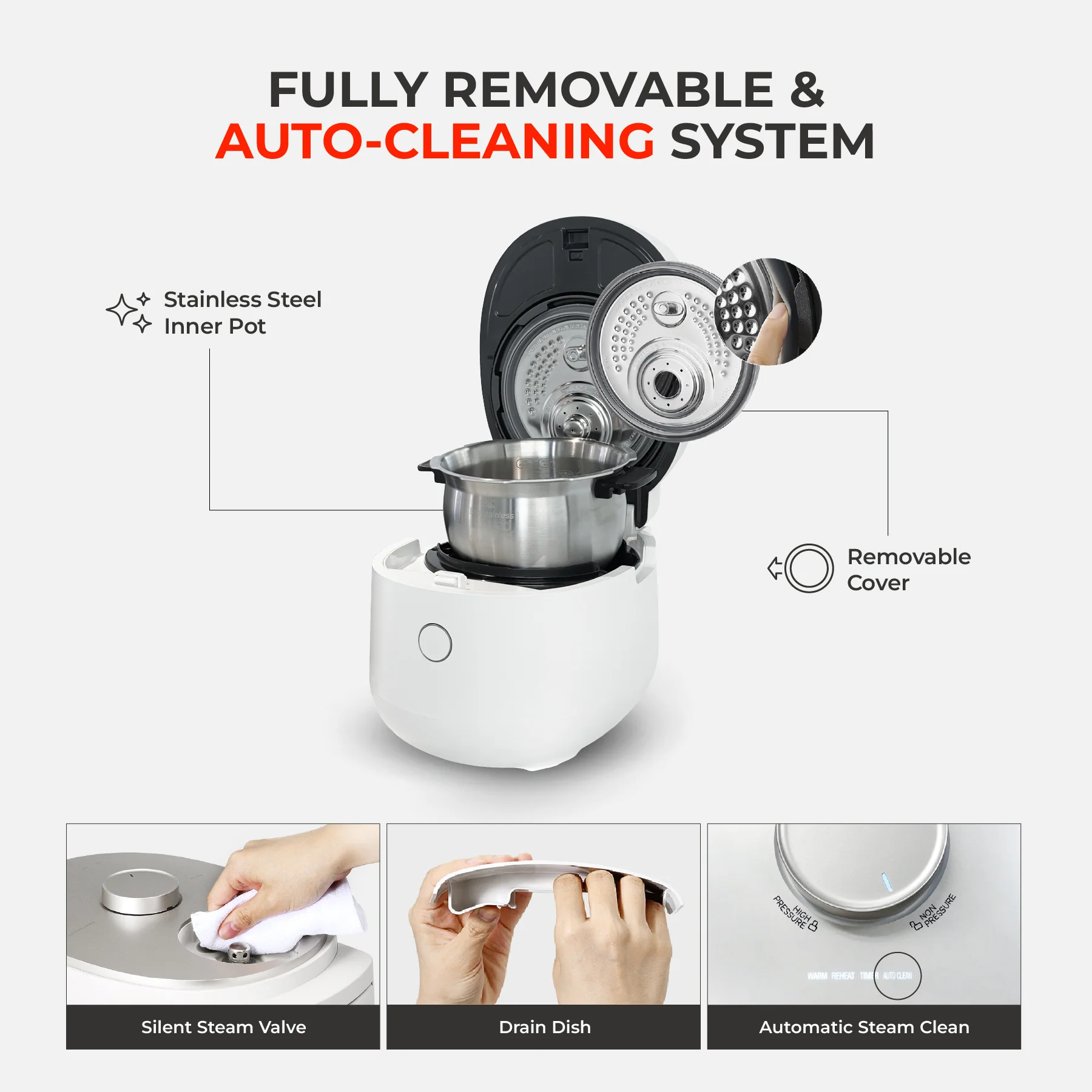 10-Cup IH Twin Pressure Prestige Silence Lumin (CRP-OHTR1009FWS) – Built-in Stainless Steel Inner Pot - Image 13